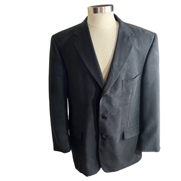 Bert Pulitzer Supra Suede Men Charcoal Grey 3 Button Suit Jacket Sz 46R Soft EUC - Picture 1 of 16